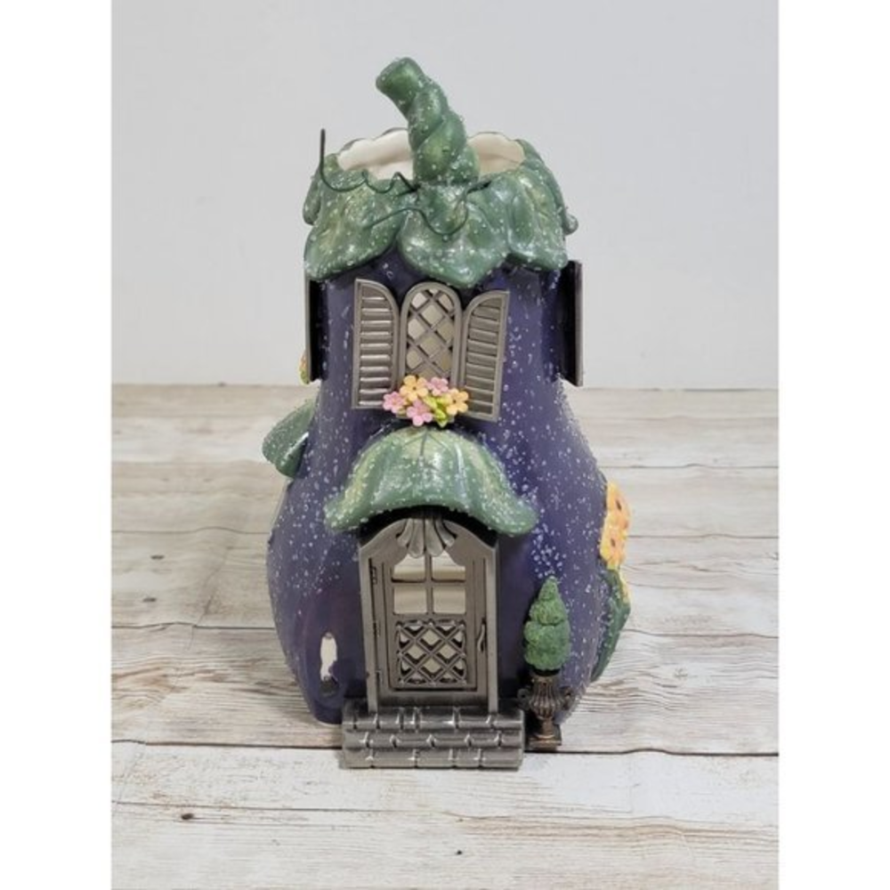 PartyLite Ceramic Cottage‎ Eggplant Villa Tealight Votive Candle Holder #2